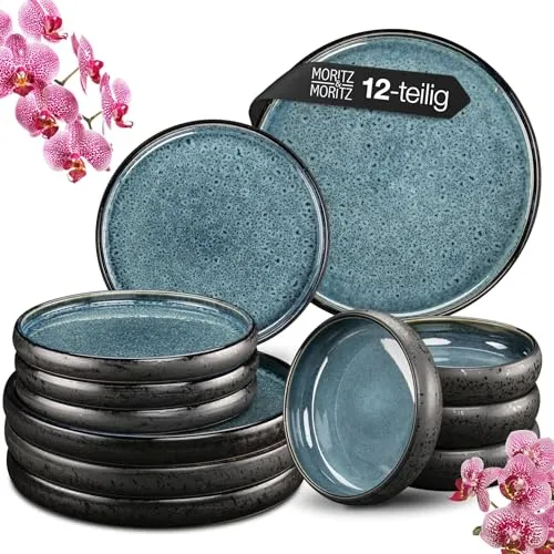 Moritz & Moritz Kombiservice SOLID 12tlg Geschirrset Blau