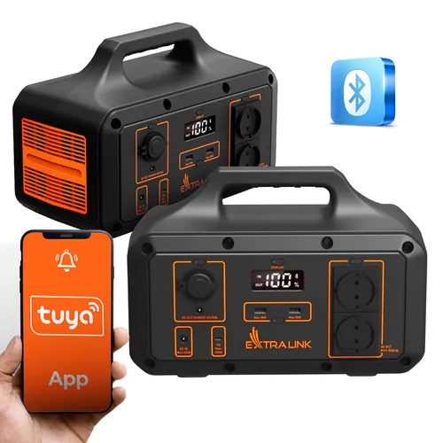 EXTRALINK Powerstation 510Wh – Tragbarer Stromspeicher für Camping & Notfälle - 510Wh tragbare Powerstation mit vielseitigen Anschlüssen – ideal für Stromausfälle, Camping oder als Notstromlösung. Nutzen Sie Sonnenenergie mit Solarpanel-Kompatibilität und behalten Sie die Kontrolle dank LCD-Display.