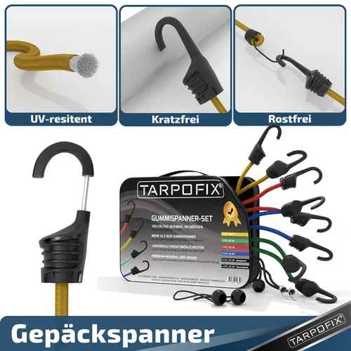 Tarpofix  24 Gepäckspanner mit Haken Gepäck Spanngummi Set 60 80 100 Fahrrad