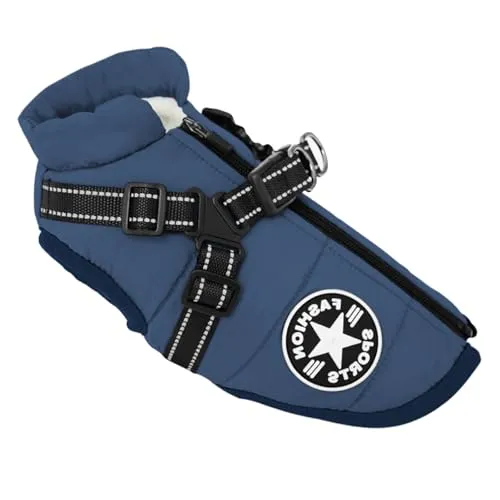 Hundejacke mit Geschirr für kleine Hunde, Outdoor-Hunde-Sportweste, Warmer Haustier-Winterjacke für Katzen, Welpen, kleine Hunde