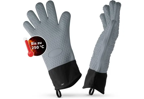 AVANA Topfhandschuhe Silikon Ofenhandschuhe Hitzebeständige Kochhandschuhe Handschuhe, Anti-Rutsch, weiches Baumwoll-Innenfutter, bis 250°C