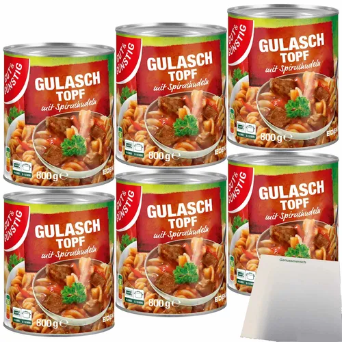 Gut&Günstig Gulaschtopf mit Spiralnudeln und Schweinefleisch 6er Pack 6x800g