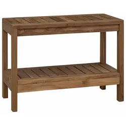 vidaXL Badezimmer Beistelltisch Natur 60 x 30 x 45 cm aus massivem Teakholz - Dieser stilvolle Beistelltisch für dein Badezimmer kombiniert Funktionalität mit natürlichem Charme. Mit kompakten Maßen und praktischem Stauraum ist er ideal für kleinere Bäder. Bringe einen Hauch von Natur in dein Zuhause!