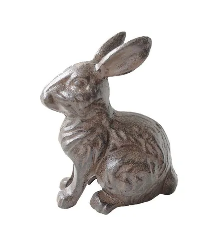 Dehner Gartenfigur Hase aus Gusseisen,18.5 x 15 x 10.4 cm, Garten Deko, frostbeständig