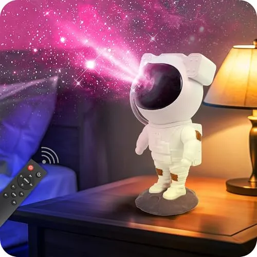 U-SMILER Astronaut Sternenhimmel Projektor Kinder - Astronaut Projektor mit Fernbedienung - Nachtlicht Kinder 8 Modi - 360° Rotation und Timer - Zimmer Deko - Nachtlicht Baby - LED Lampe Schlafzimmer