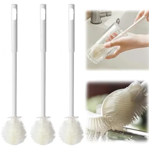Stück Flaschenbürste, Multifunktional Faschenbürste Baby, Faltbar ohne Sackgassen Flaschenbürste Silikon Geeignet für Glasbecher, Sportbecher, Teetassen 3