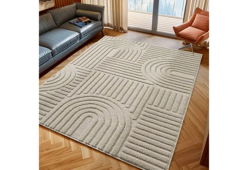 Ayyildiz Teppiche ART 1121 - Rechteckiger Hochflor Teppich - Teppich in Beige/Braun, 3D Hoch-Tief-Effekt, weich und pflegeleicht, ideal für gemütliche Wohnräume. Maße: 200 cm x 290 cm, Höhe: 8 mm.