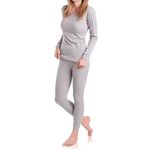 MT Damen Ski- & Thermowäsche Set - warme Unterwäsche Langarm mit weicher Innenseite - Sports Grey XL
