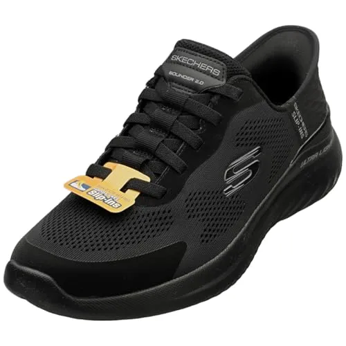 Skechers Bounder 2.0 - Emerge 232459-BBK Herren Sneaker - Leichte und atmungsaktive Sneaker für Herren, ideal für Alltag und Training. Mit ultraleichter Sohle für optimale Dämpfung und Slip-on-Stil für müheloses An- und Ausziehen.