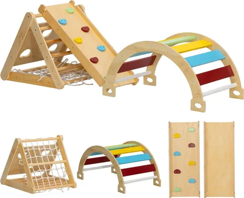 Indoor-Klettergerüst 7-in-1 mit Rutsche, mehrfarbig