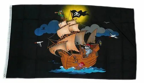 Flagge / Fahne Piratenschiff schwarz Hissflagge 90 x 150 cm