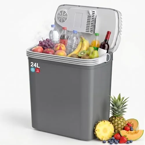 TOOHUB 24L Kühlbox, Elektrische Auto Kühlbox 12V/230V Kühl & Warm Funktion mit Energiespar-/MAX/ECO-Modus, Tragegriff Kühlbox für Camping, Picknick, Leise [Energieklasse E]