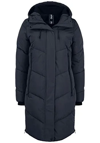 Oxmo OXJuna Damen Wintermantel Parka mit Kapuze - Schwarz - S - Stylischer Winterparka mit Kapuze, gummiertem Tunnelzug und Reißverschlusstaschen. Leichte Polyesterfüllung für warmen Tragekomfort, ideal für sportliche und elegante Outfits.