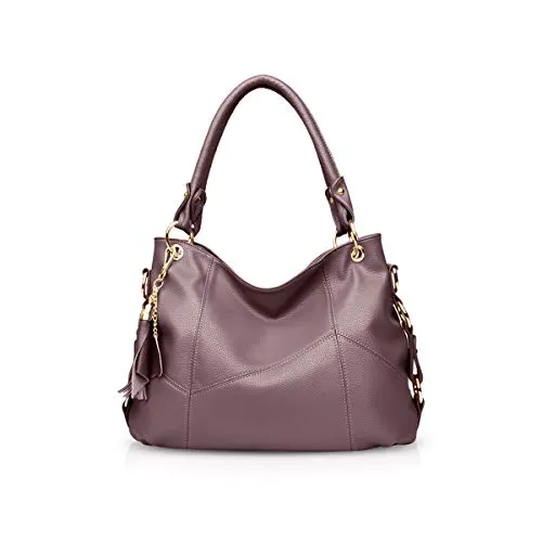 NICOLE & DORIS Damen Handtasche Groß Designer Umhängetasche Leder Tote Bag Shopper Handtasche Elegant Tasche mit Quaste Lila