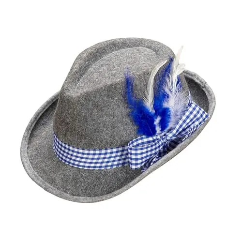 W WIDMANN MILANO Party Fashion - Bayerischer Fedora, mit Band und Federn, aus Filz, Hut, Tracht, Kopfschmuck, Accessoire