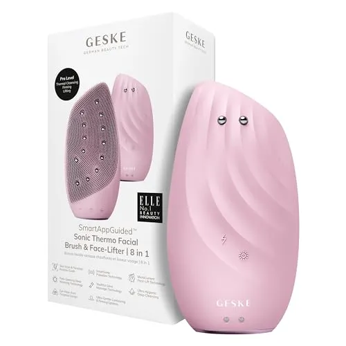 GESKE SmartAppGuided Sonic Thermo Facial Brush & Face-Lifter - Toninggerät für das Gesicht: 8-in-1 Hautreinigung und Anti-Aging mit innovativer Wärmetechnologie für tiefenwirksame Hautpflege.