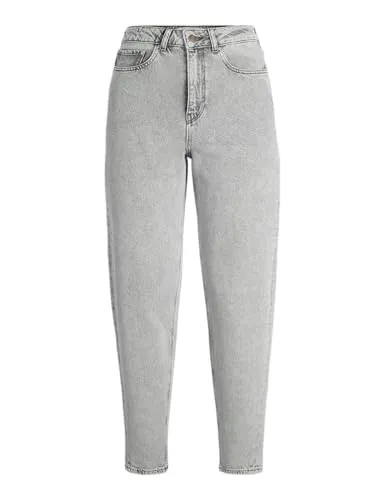 JJXX Damen Jxlisbon Mom Jeanshose - Hohe Taille in Light Grey Denim - Damen-Jeanshosen mit Reißverschluss, knöchellang und stylishen Faded-Effekten für einen trendigen Used-Look.