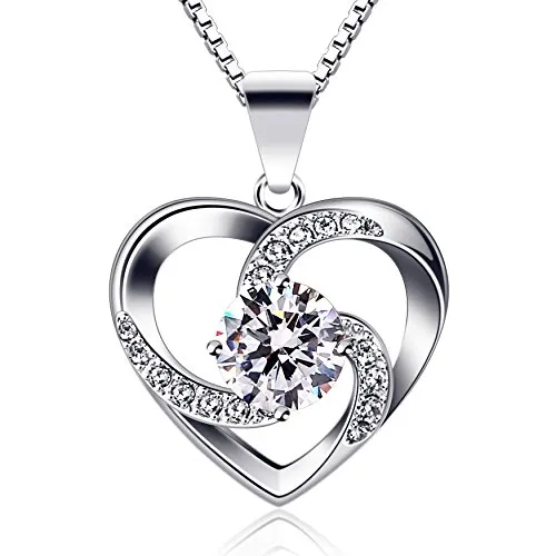 B.Catcher Halskette Damen, Silber 925 Herzkette, Herz änhänger Silber Kette Damen, Muttertag Geburtstag Valentinstag Weihnachten Schmuck Geschenke Frauen Ehefrau, Mutter, Freundin, Tochter, 45 cm (01)