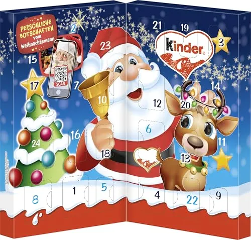 Kinder Mix Tisch-Adventskalender Schokolade 24 St. / 113,0 g - Adventskalender mit 24 köstlichen Schokoladen, ideal für die festliche Vorfreude und perfekt zum Teilen mit Familie und Freunden.