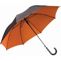 Stockschirm Ø103cm für Damen, Herren Metallstock 85cm - Automatik Regenschirm - zweifarbiges Schirmdach schwarz / orange