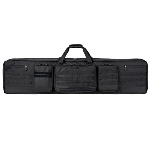 DÖRR Doppel-Gewehrtasche ProTac 129x30x12cm für 2 Langwaffen - Robuste, abschließbare Gewehrtasche für zwei Langwaffen mit montiertem Schalldämpfer. Gepolstertes Hauptfach und praktische Rucksackfunktion für sicheren und komfortablen Transport.