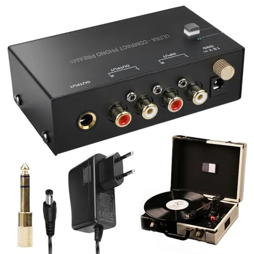 Phono-Vorverstärker für Plattenspieler mit DC 12V-Adapter