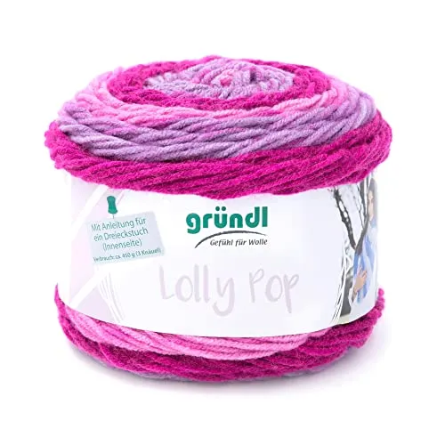 Gründl Lolly Pop Häkel- und Strickgarn (Wollähnliches und waschbares Universalgarn 100% Polyacryl, 150 g / 240 m, Nadelstärke: 5-6, 150 g), Raspberry Swirl