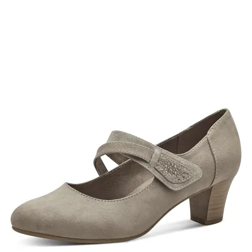 Jana Damen Pumps Mary Jane Vegan, Braun (Stone), 38 EU - Damen-Pumps mit H-Weite für breite Füße, 100% vegan und ideal für schicke Anlässe – kombinieren Sie Komfort mit elegantem Stil.