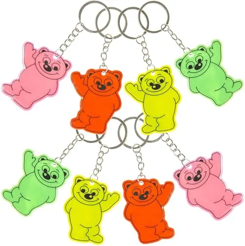 Unbekannt Carpeta® - 12 x Schlüsselanhänger Reflektor * Teddy * ★ NEU ★ ┃ Schatzsuche Spielen ┃ Kindergeburtstag ┃ Mitgebsel ┃ inkl. Schlüsselkette ┃ Super Qualität