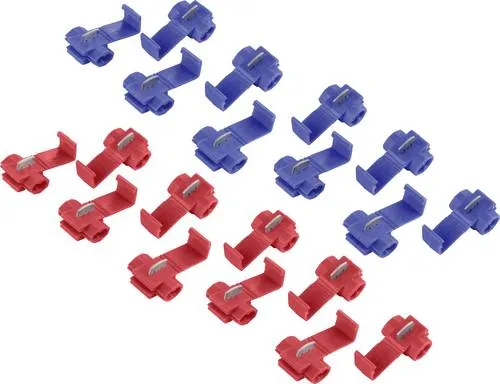 Kabel-Schnellklemmverbinder-Set Blau und Rot, 20 Stück