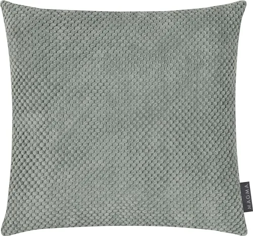MAGMA Comodo Kissenbezug 40x40 cm - Salbei,- samtig weich kuschelig Cord Look, rechteckiger Kissenbezug, für Wohnzimmer, Schlafzimmer, Büro und Gästezimmer Waschbar
