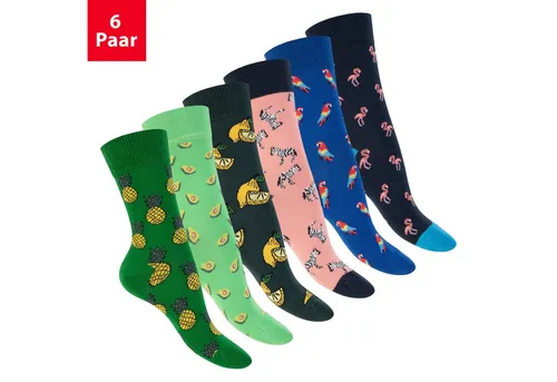 Footstar Basicsocken Damen/Herren Bunte Motiv Socken Funny Baumwollsocken