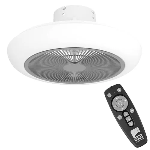 EGLO Deckenventilator Sayulita mit Beleuchtung - Moderner Deckenventilator mit dimmbarer LED-Lampe, 3 Geschwindigkeiten und Fernbedienung für individuellen Komfort im Schlafzimmer oder Wohnzimmer.