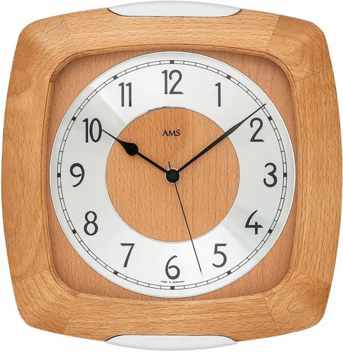 AMS Wanduhr klassisch aus Massivholz von AMS