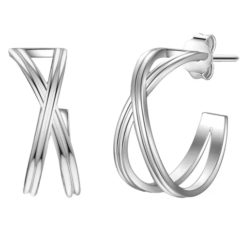 Glanzstücke München Damen-Ohrstecker - Trendige Creolen in x-Form aus Sterling Silber - Ohrringe für Damen mit modernem Wickeldesign, aus rhodiniertem Sterlingsilber, ideal für den täglichen Gebrauch und stilvolle Akzente.