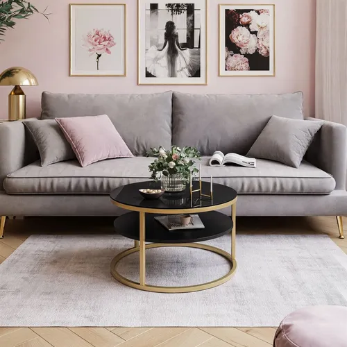 Lookway Couchtisch CIRI GLASS 60 – Eleganter Ziertisch mit Glasplatte