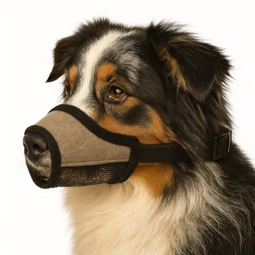 Maulkorb Hund – Nobit Beige M – 17×11,5 cm – Schnauzenumfang 50–64 cm – Nylon mit Mesh-Einsätzen – Verstellbar – Steckschnalle – Flamingo