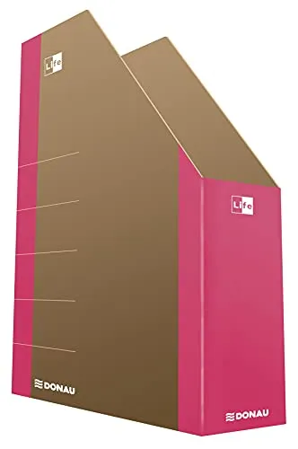 DONAU LIFE 3550001FSC-30 Stehsammler Stehordner Archive Box Pappe/ Karton - Rosa| bis zu 500 Blatt Für Büro, Schule und Zuhause zur Aufbewahrung von Dokumenten im A4 Format, Archivierung von Magazinen