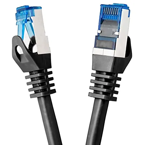 BIGtec 2m CAT.7 LAN Ethernet Kabel Netzwerkkabel Patchkabel Gigabit Patch DSL schwarz Kupferkabel doppelt geschirmt RJ45 Stecker Cat7 S/FTP PIMF kompatibel PS5 Netzwerk Switch DSL Router Modem