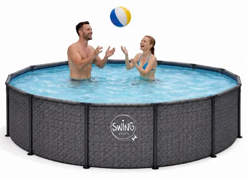 HAF Framepool Aufstellpool Grau Fischgräte 366 x 91 cm