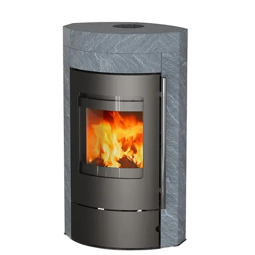 Thermia Automatik Kamin Ignis Mass gussgrau - Moderner Dauerbrandofen aus Speckstein mit 8 kW Nennwärmeleistung und 87% Wirkungsgrad, ideal für alle Wohnräume und umweltfreundlich gemäß BImSchV Stufe 2.