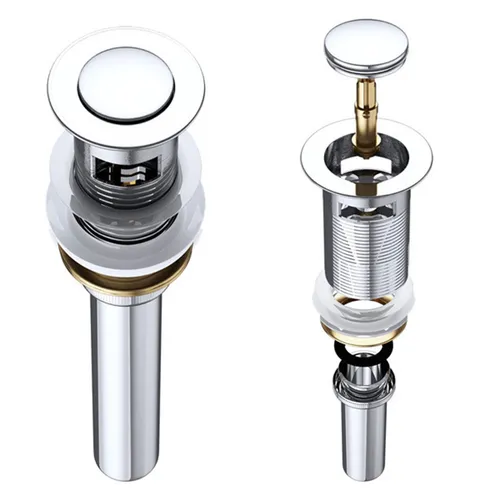 Überlauf Ablaufgarnitur Abfluss Stöpsel Ventil Push Open Pop Up Chrom PU02