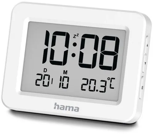 Hama Wecker Kos - Wecker in elegantem Weiß, kompakt und ideal für Nachttische, sorgt für pünktliches Aufstehen mit stilvollem Design.