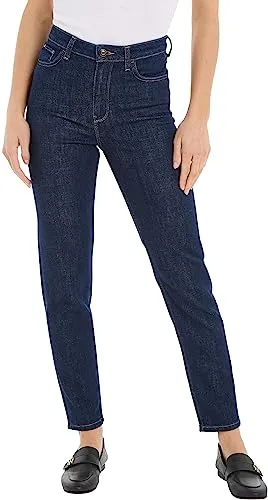 Tommy Hilfiger Damen Jeans Tapered High Waist, Blau (Rue), 25W / 30L - Jeans im Tapered Fit für eine schöne Silhouette, ideal für Büro und Alltag. Hochwertige Mischung aus Baumwolle und Elastan sorgt für optimalen Tragekomfort.