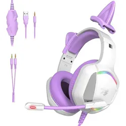 Gaming Headset mit abnehmbaren Cat Ears | Surround Sound & RGB-Effekte - Verspieltes Gaming Headset mit abnehmbaren Cat Ears für individuellen Stil. Genießen Sie präzisen Surround Sound und effektive Geräuschisolierung für klare Kommunikation. Ideal für Gamer, Streaming und Multimedia-Anwendungen.