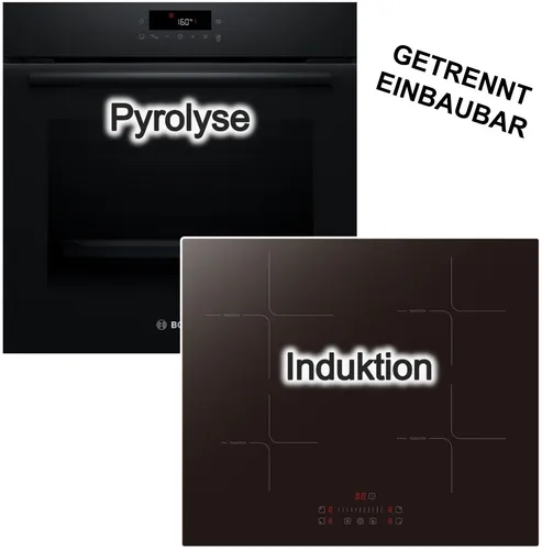 Herdset Backofen Bosch mit PKM Induktionskochfeld Pyrolyse Booster Touch Slider