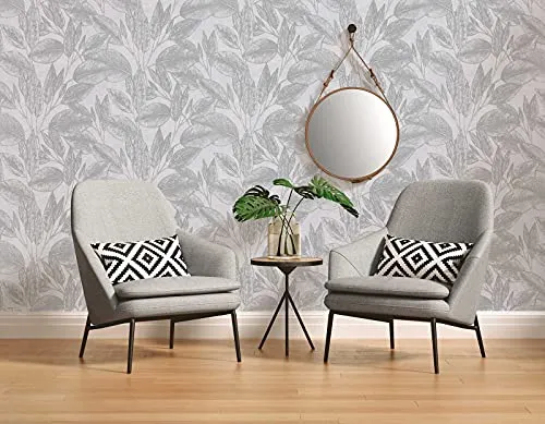 A.S. Création Blumentapete Attractive Tapete mit Blättern Vliestapete silber weiß matt glänzend fein strukturiert 378362