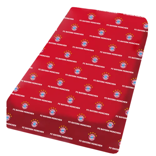 FC Bayern München Spannbettlaken Rot 90/100 x 190/200 cm - Hochwertiges Bettlaken für Fans, 100% Baumwolle, ÖKOTEX STANDARD 100, ideal für Schlafzimmer, Kinderzimmer oder Gästezimmer.