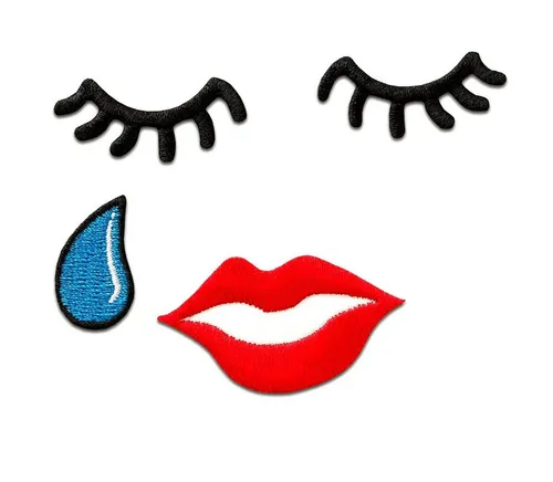 Catch the Patch Aufnäher Bügelbild, Aufbügler, Applikationen, Patches, Flicken, zum aufbügeln, Polyester, Set Gesicht mit Träne - Größe: verschiedene Größen