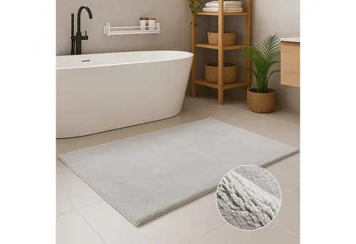 Carpet City Badematte PURE500, Badteppich uni, Höhe 16 mm, rutschhemmend beschichtet, schnell trocknend, Polyester, Teppich Badezimmer, Badvorleger, Anti-Rutsch, Waschbar, Duschmatte